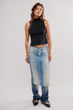 NWT FREE PEOPLE Diesel D-Sel-S Jeans SKIRTED JEANS $595 SIZE 25 Indigo Blue